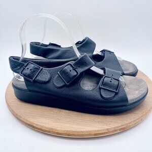 SAS Sandals Womens 12 Black Leather Slingback Comfort Peep